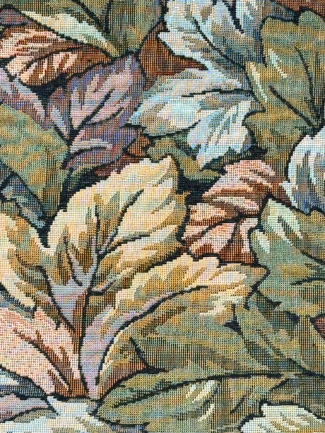 Seattle Harvest Leaves Chenille Upholstery Fabric - Allover Leaves, Green Gold Taupe Rust, 18.25" Vertical Repeat x 14.25" Horizontal Repeat (1 Yard)