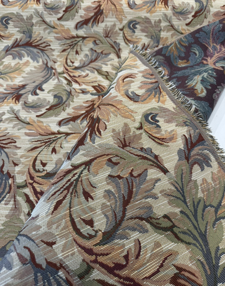 Gretel Ivory Floral Fern Tapestry - Polyester Cotton Fabric, Ivory Floral Fern Pattern, 14" Vertical Repeat, 13.5" Horizontal Repeat (1 Yard)