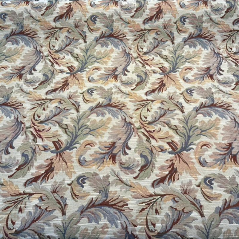 Gretel Ivory Floral Fern Tapestry - Polyester Cotton Fabric, Ivory Floral Fern Pattern, 14" Vertical Repeat, 13.5" Horizontal Repeat (1 Yard)