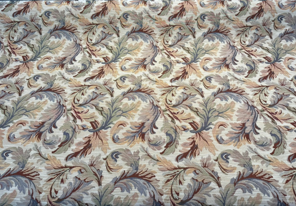 Gretel Ivory Floral Fern Tapestry - Polyester Cotton Fabric, Ivory Floral Fern Pattern, 14" Vertical Repeat, 13.5" Horizontal Repeat (1 Yard)