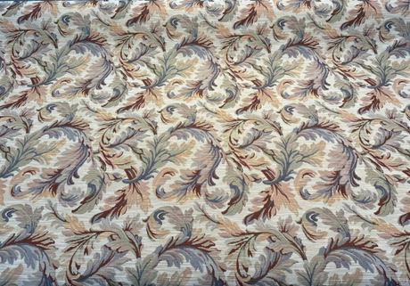 Gretel Ivory Floral Fern Tapestry - Polyester Cotton Fabric, Ivory Floral Fern Pattern, 14" Vertical Repeat, 13.5" Horizontal Repeat (1 Yard)