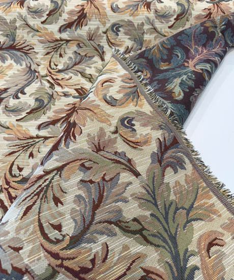 Gretel Ivory Floral Fern Tapestry - Polyester Cotton Fabric, Ivory Floral Fern Pattern, 14" Vertical Repeat, 13.5" Horizontal Repeat (1 Yard)