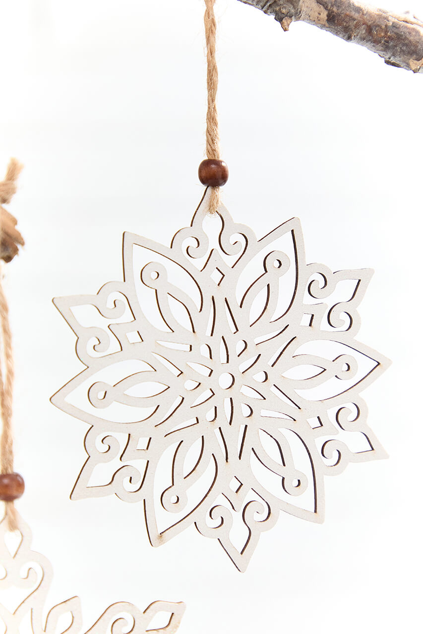 5" Wooden Cutout Snowflake Ornament