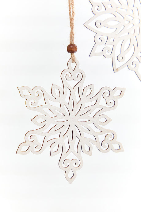 5" Wooden Cutout Snowflake Ornament