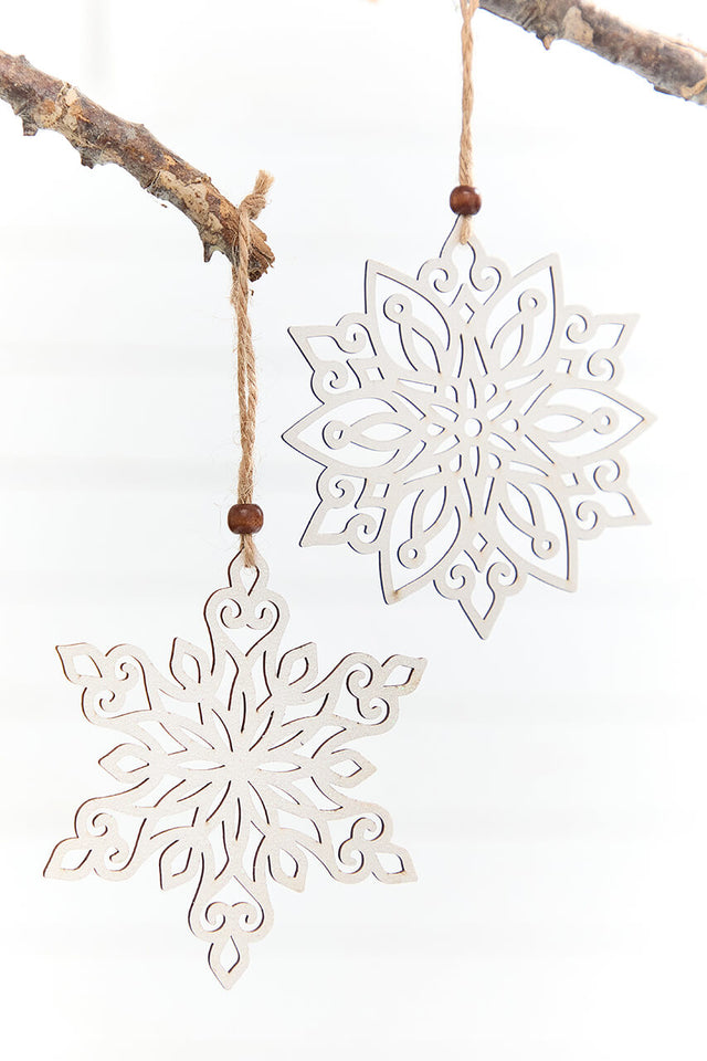 5" Wooden Cutout Snowflake Ornament