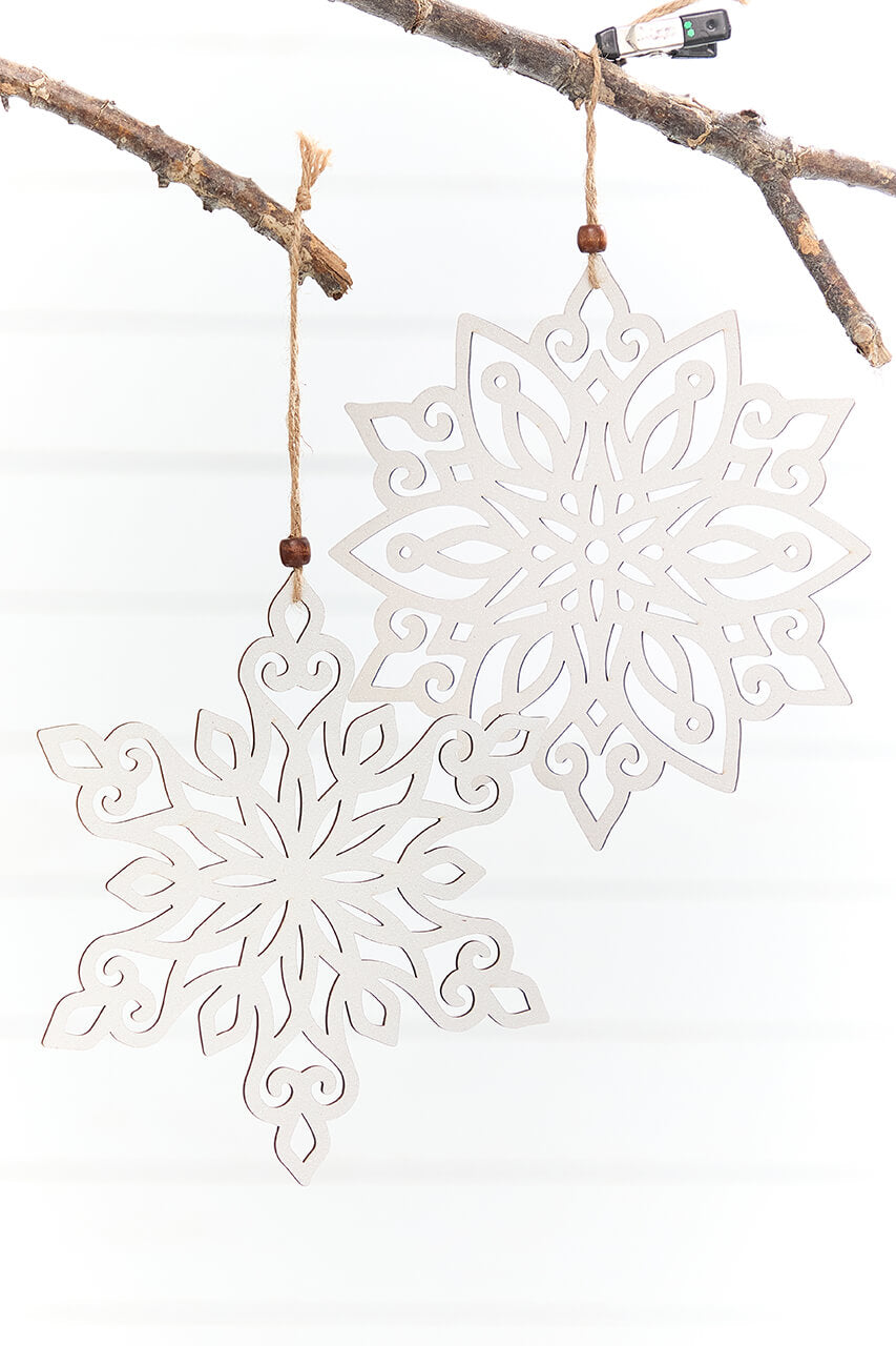 9" Wooden Cutout Snowflake Ornament