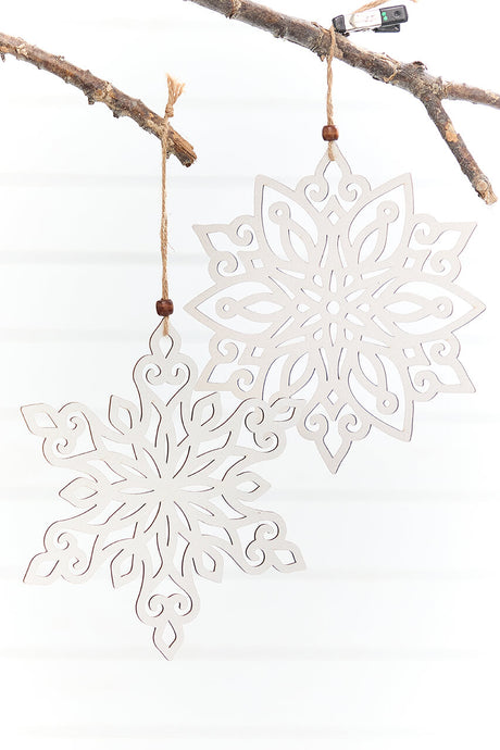 9" Wooden Cutout Snowflake Ornament
