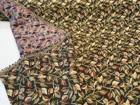Gabrielle Teak Noir Leaves Branches Tapestry Regal Upholstery Fabric - Teak Noir Leaves And Branches, 7" Vertical Repeat, 9.75" Horizontal Repeat (1 Yard)