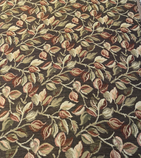 Gabrielle Teak Noir Leaves Branches Tapestry Regal Upholstery Fabric - Teak Noir Leaves And Branches, 7" Vertical Repeat, 9.75" Horizontal Repeat (1 Yard)