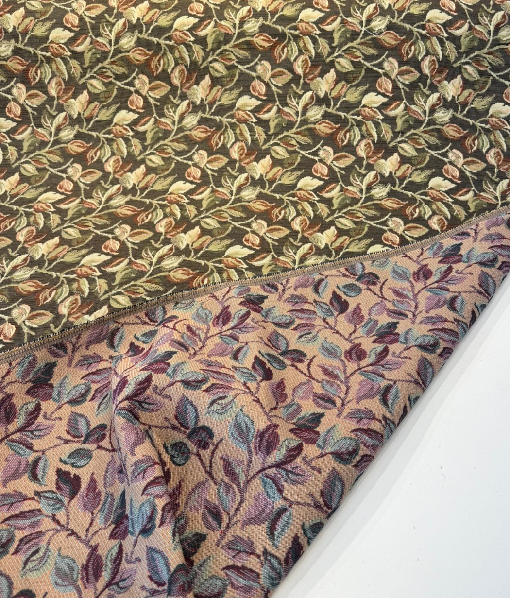 Gabrielle Teak Noir Leaves Branches Tapestry Regal Upholstery Fabric - Teak Noir Leaves And Branches, 7" Vertical Repeat, 9.75" Horizontal Repeat (1 Yard)