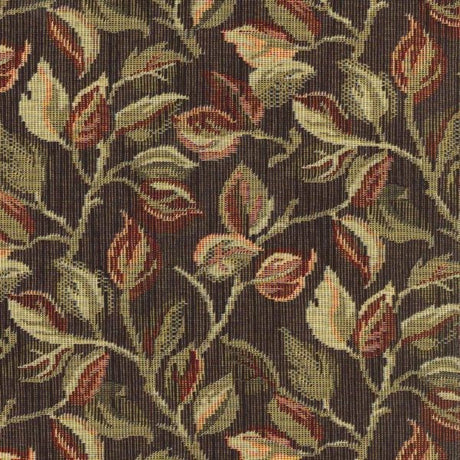 Gabrielle Teak Noir Leaves Branches Tapestry Regal Upholstery Fabric - Teak Noir Leaves And Branches, 7" Vertical Repeat, 9.75" Horizontal Repeat (1 Yard)