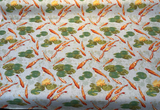 Koi Fish Pond Regal Linen Style Polyester Fabric - Koi Fish Pond Print, Linen Look, 14" Repeat, 40,000 Double Rubs (1 Yard)