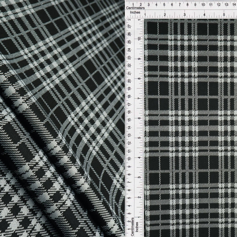 1 Yard Textured Plaid Jacquard Knit Fabric Double Knit Stretch 59/60” Wide