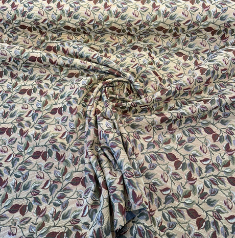 Gabrielle Olive Leaves Branches Tapestry Polyester Cotton Fabric - Olive Leaves Branches, Woven Tapestry, 7" Vertical Repeat, 9.75" Horizontal Repeat (By The Yard)