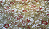 Roxanna Persimmon Jacquard Upholstery Fabric - Persimmon Red, Olive Green, Gold, Soft Cream, Watercolor Abstract, 25" Vertical Repeat, 28" Horizontal Repeat (1 Yard)