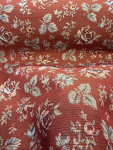 Gayle Salsa Red Scattered Rose Vintage Tapestry Upholstery Fabric - Salsa Red Scattered Rose, 54" Width (1 Yard)