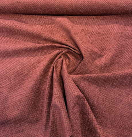 Regent Ruby Chenille Fabric - Dark Red Small Diamond Texture, 56" Width (1 Yard)