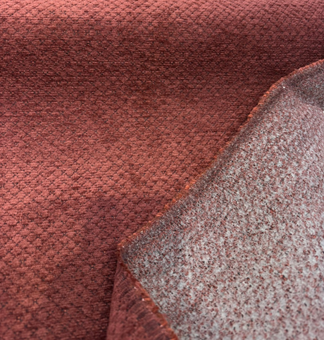 Regent Ruby Chenille Fabric - Dark Red Small Diamond Texture, 56" Width (1 Yard)