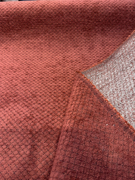 Regent Ruby Chenille Fabric - Dark Red Small Diamond Texture, 56" Width (1 Yard)