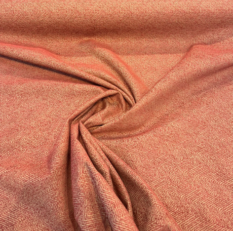 Phillip Bittersweet Chenille Fabric - Bittersweet Red Gold Herringbone, 56" Width (1 Yard)