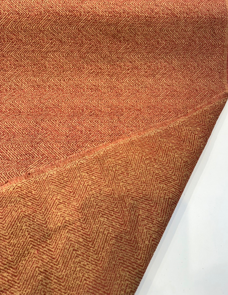 Phillip Bittersweet Chenille Fabric - Bittersweet Red Gold Herringbone, 56" Width (1 Yard)