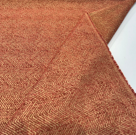 Phillip Bittersweet Chenille Fabric - Bittersweet Red Gold Herringbone, 56" Width (1 Yard)