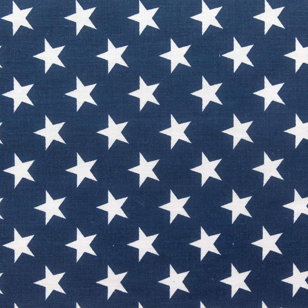 Patriotic Star Print Poly Cotton Fabric - Navy, Red, Blue Star Print, 59" Width (1 Yard)