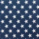 Patriotic Star Print Poly Cotton Fabric - Navy, Red, Blue Star Print, 59" Width (1 Yard)