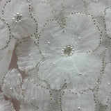 Beaded 3D Floral Lace Fabric - 3D Floral Embroidered Net Mesh, 52" Wide (1 Yard)