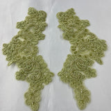 Beaded Corded Floral Lace Applique Pair