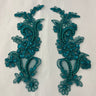 Beaded Corded Floral Lace Applique Pair