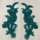 Beaded Corded Floral Lace Applique