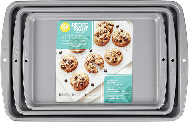 Wilton Recipe Right Non-Stick Cookie Sheet Set, 3-Piece