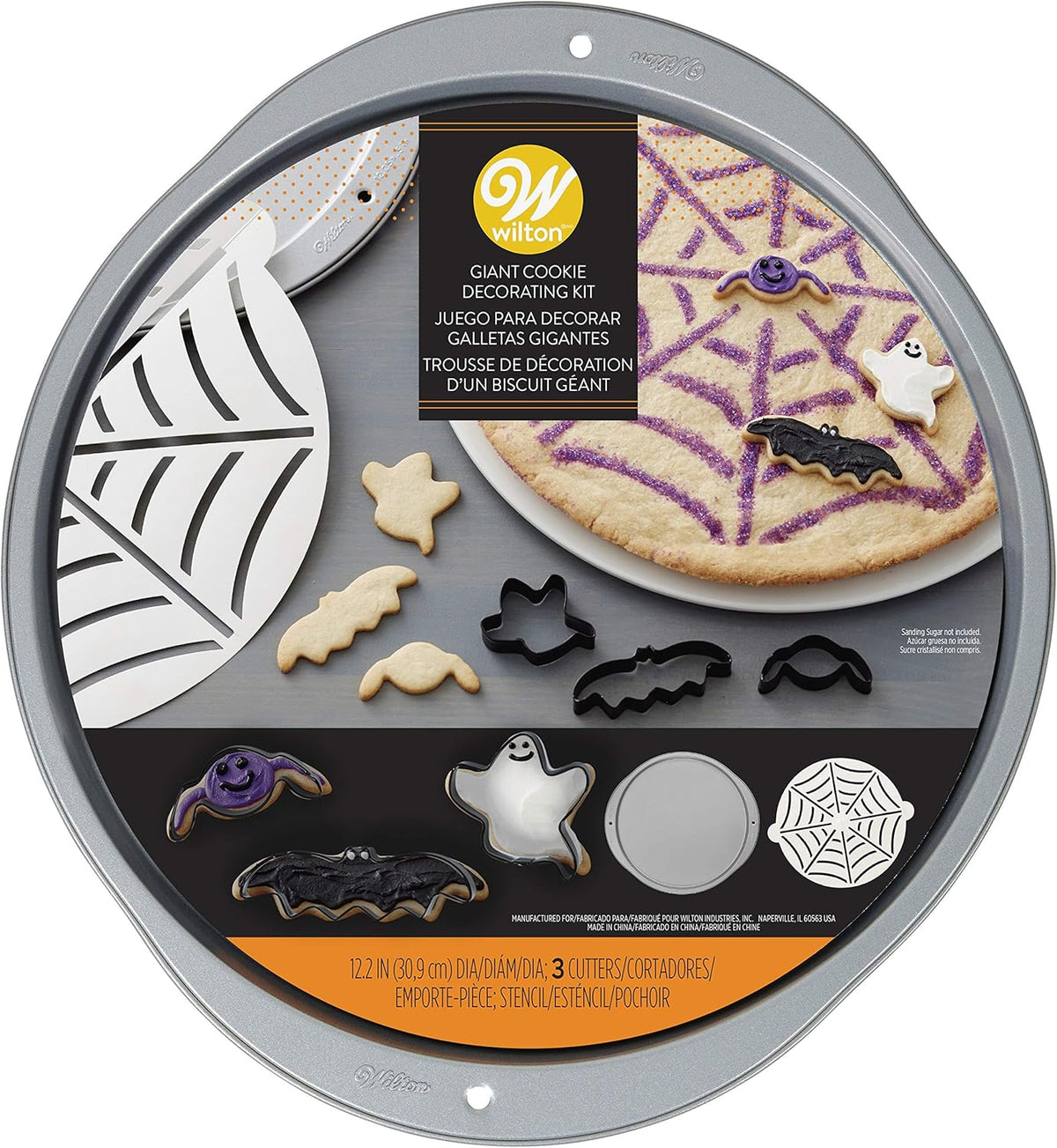 Wilton Spiderweb Cookie Pan Kit Set with mini cookie cutters and web stencil