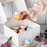 10 x 10 x 5" White Bakery Boxes with Window Pastry Boxes for Cakes, Cookies and Desserts