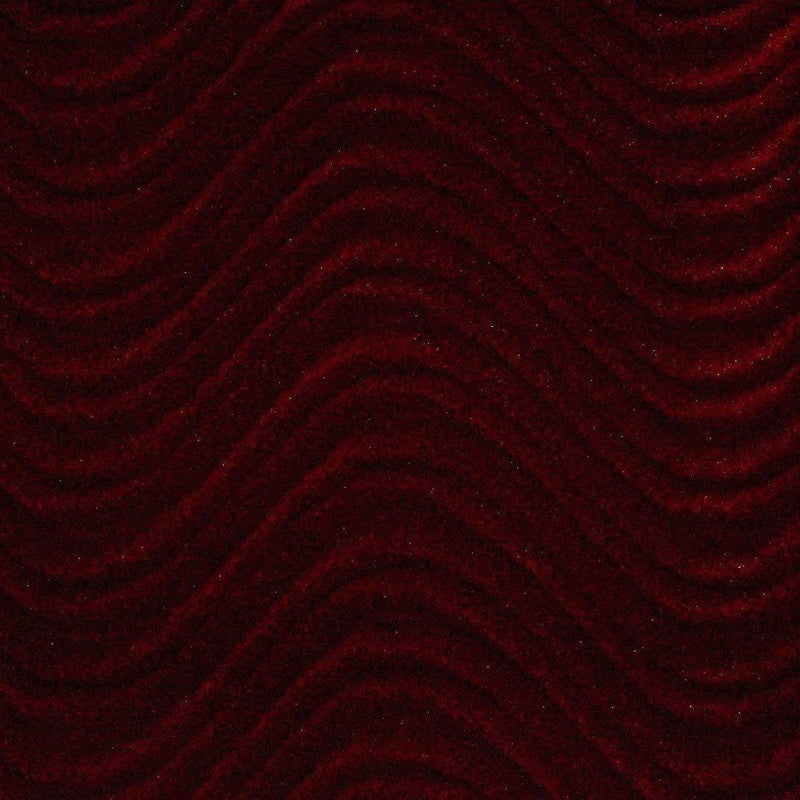 Burgundy Wave Swirl Flocking Velvet Upholstery Fabric,