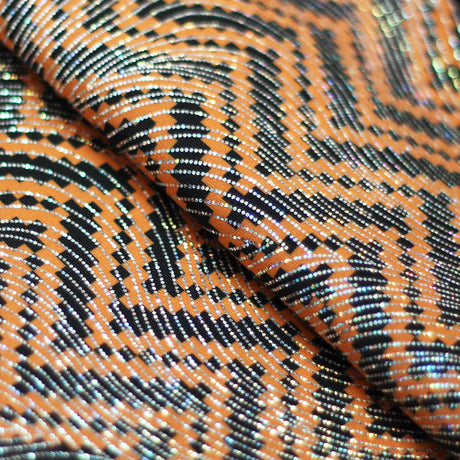 Zig Zag Racer Foil Polyester Spandex Fabric - Sparkly Chevron Foil Print, 58/60" Width (1 Yard)