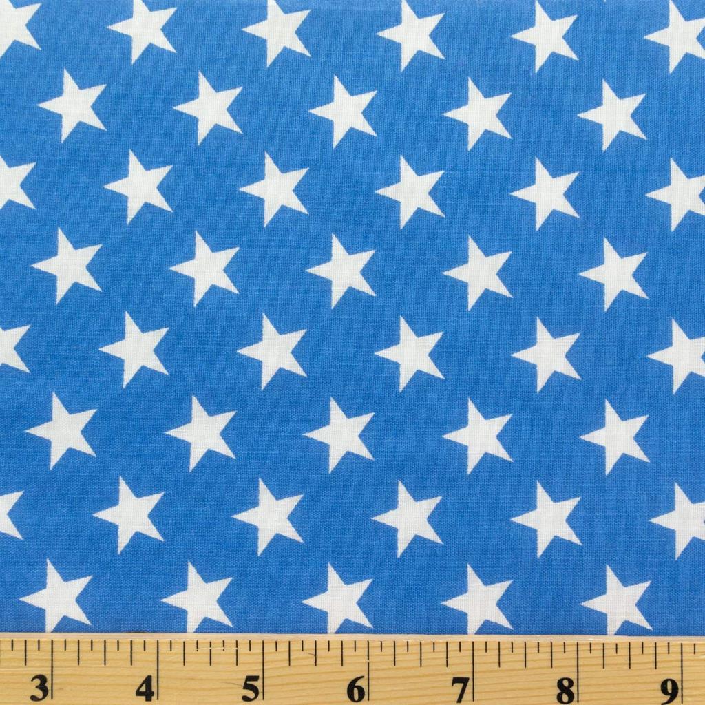 Patriotic Star Print Poly Cotton Fabric - Navy, Red, Blue Star Print, 59" Width (1 Yard)
