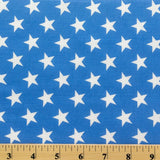 Patriotic Star Print Poly Cotton Fabric - Navy, Red, Blue Star Print, 59" Width (1 Yard)