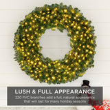 Best Choice Products 30in Large Artificial Pre-Lit Fir Christmas Wreath Holiday Accent Decoration w/ 100 LED Lights, 220 PVC Tips