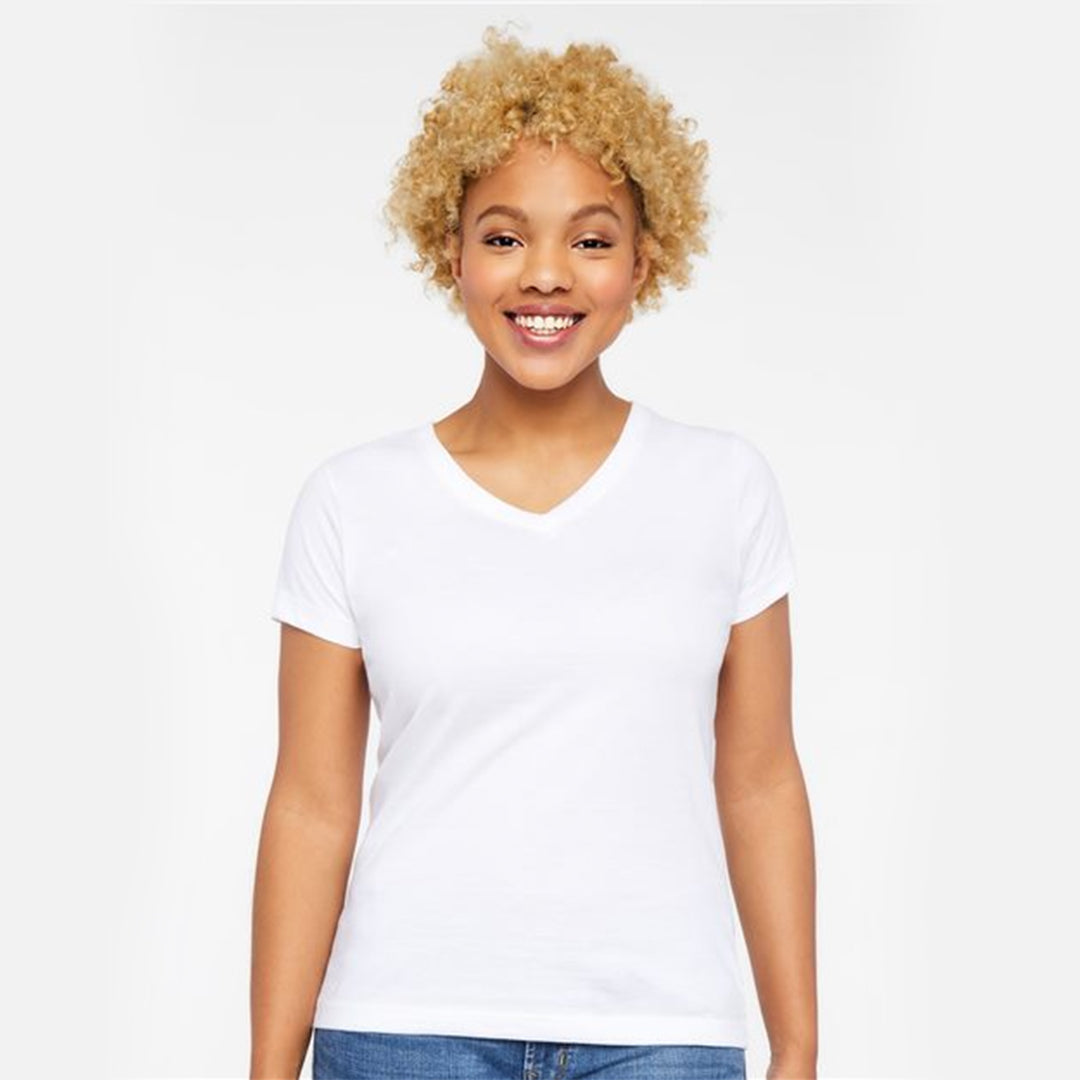 মহিলাদের ফাইন জার্সি ভি-নেক টি-শার্ট