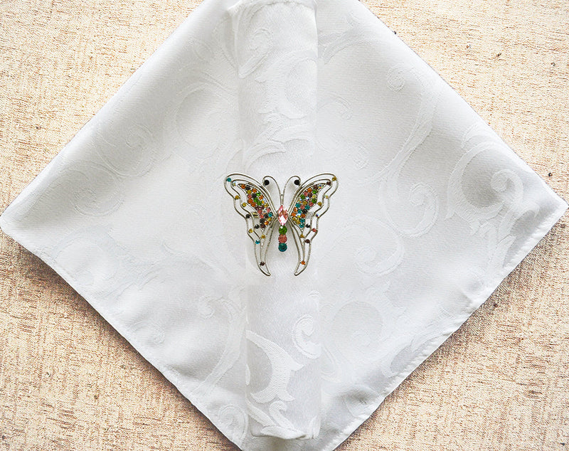 Jacquard Cloth Dinner Napkins 20x20 White