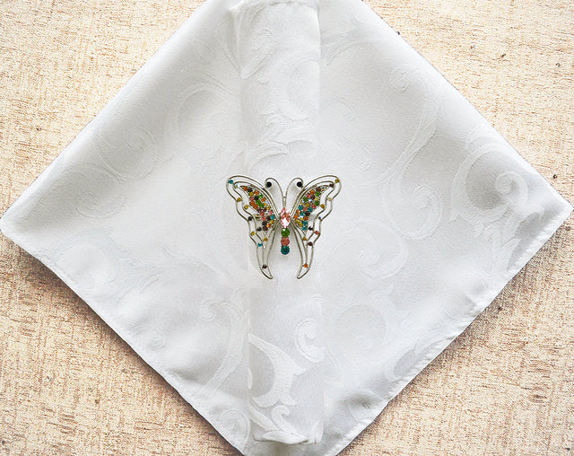 Jacquard Cloth Dinner Napkins 20x20 White