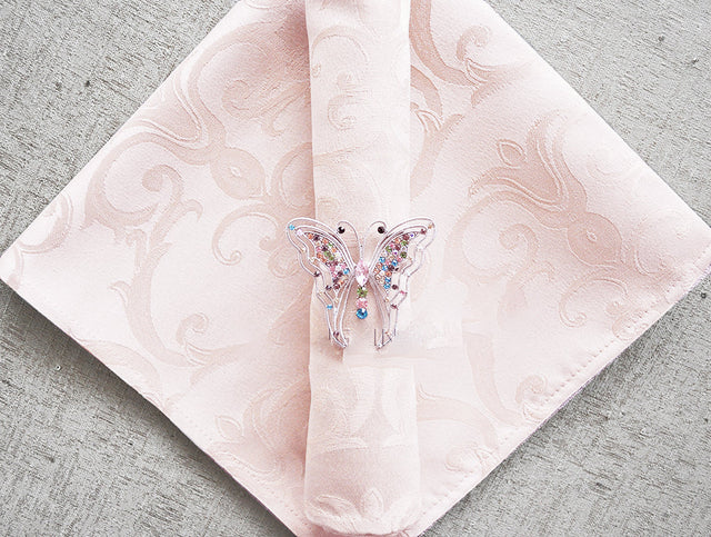 Cloth Dinner Napkin Versailles Chopin Damask Jacquard Polyester 20x20 Blush Pink/Rose Gold