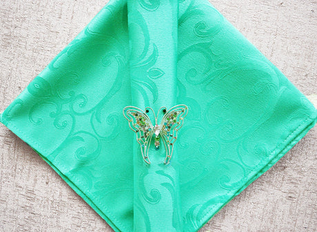 Cloth Dinner Napkin Versailles Chopin Damask Jacquard Polyester 20x20 Tiff Blue/Aqua Blue