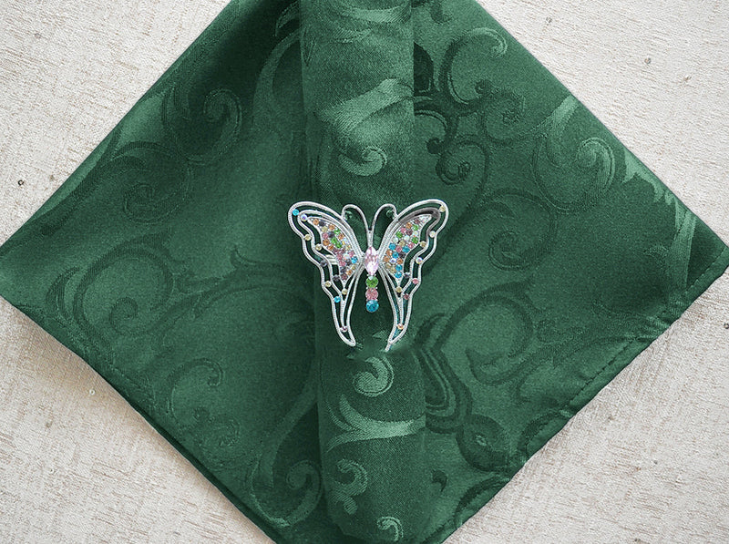 Damask Jacquard Cloth Dinner Napkin 20x20 Hunter Green/Holly Green