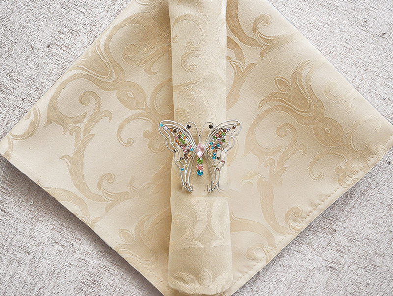 Cloth Dinner Napkin Versailles Chopin Damask Jacquard Polyester 20x20 Champagne