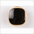 Black and Gold Rounded Square-Top Shank Back Button - 22L/14mm