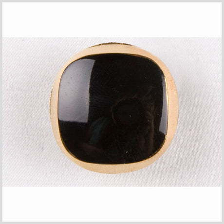 Black and Gold Rounded Square-Top Shank Back Button - 22L/14mm