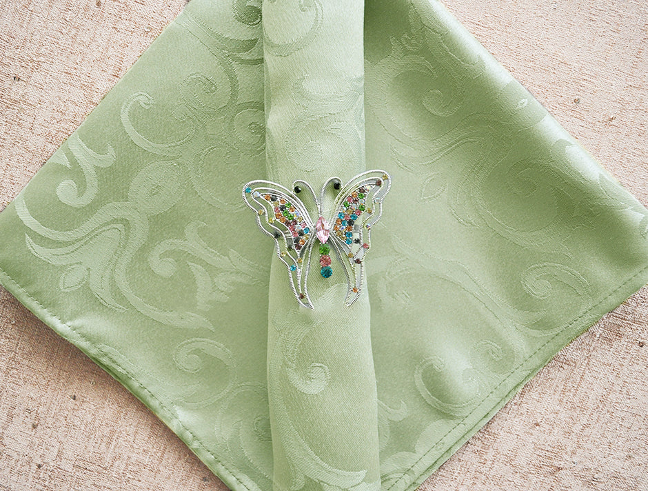 Cloth Dinner Napkins Versailles Chopin Damask Jacquard Polyester 20x20 Sage Green